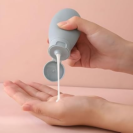 20739 (3 PCS) Travel Bottle Set 60ml Empty Silicone Plastic Shampoo Shower Gel Lotion Refillable Liquid Container Squeeze Cosmetic Portable Tube Small Size Leakproof for Travelling