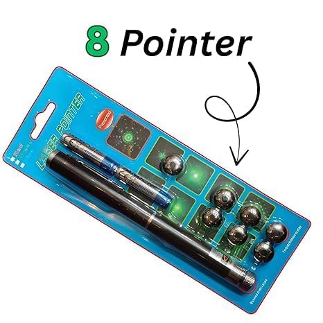 20765 Laser Pointer Pen Set with Multiple 8 Star Caps | High Power Green Laser Light Pen for Presentation, Teaching & Outdoor Use | Metal Body Laser Pointer Kit