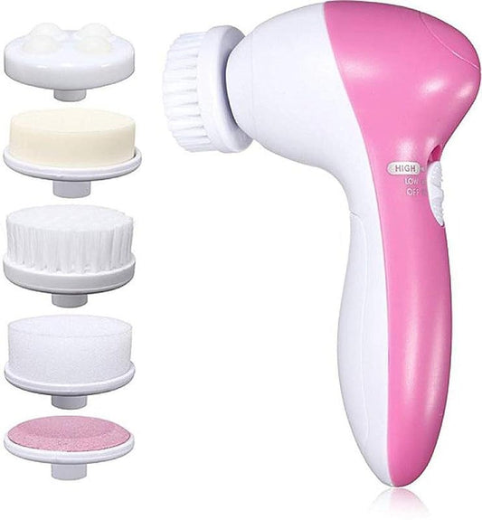 AE-8782 Inditradition Battery Powered 5-In-1 Smoothing Body Face Beauty Care Facial Massager, White