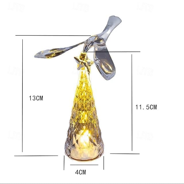 KT-159 Handicraft LED Bird Tree Lamp – Christmas Tree Shaped Light with Spinning Bird Topper – Warm White LED Holiday Decoration