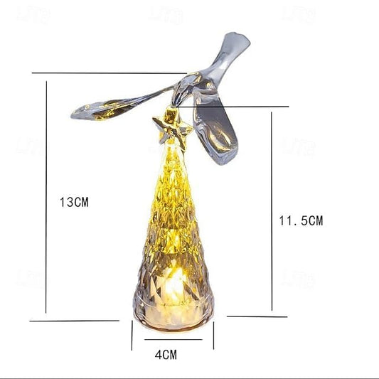 KT-159 Handicraft LED Bird Tree Lamp – Christmas Tree Shaped Light with Spinning Bird Topper – Warm White LED Holiday Decoration
