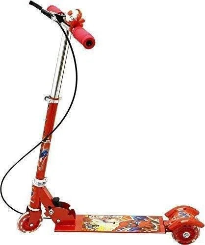 20066 Kids 3 Wheel Foldable Scooter Cycle with Height Adjustment & Led Light on Wheel(Break and Bell) for Boys and Girls (Multi Color)