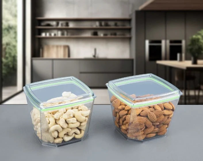 10338 Air Tight Unbreakable Multipurpose Transparent Jars and Storage Container 500ml Set Of 2 Pcs