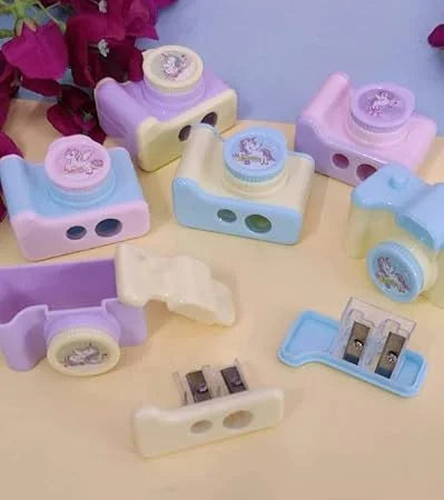 688 Double Hole Fast Camera Pencil Sharpener for Kids, School Stationery {Multicolor}
