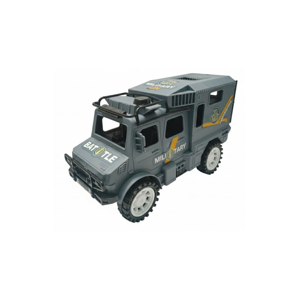 MD3096 Transport Truck Toy for Ki-ds | Pull-Back Friction Powered Army Jeep {Multicolor}