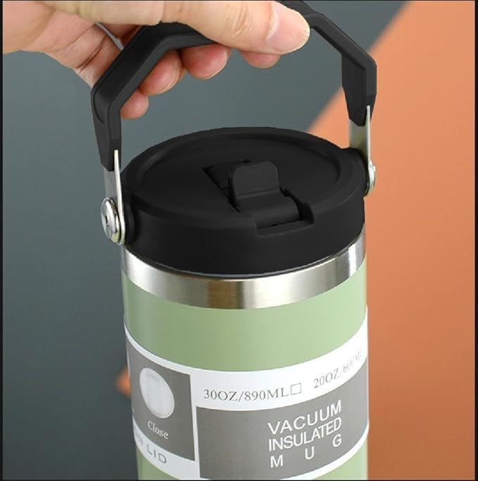 20700 Insulated Travel Tumbler, Stainless Steel, Ergonomic Handle, Straw Lid, Vacuum Insulated for Hot and Cold Drinks, Outdoor Adventure Mug