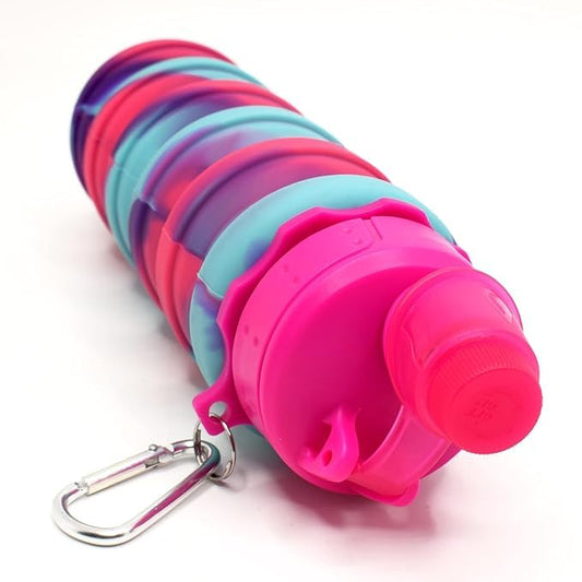 20051 Water Bottle, Solid Color Silicone Foldable Water Bottle For Sports, Trekking, Cycling, Outdoor