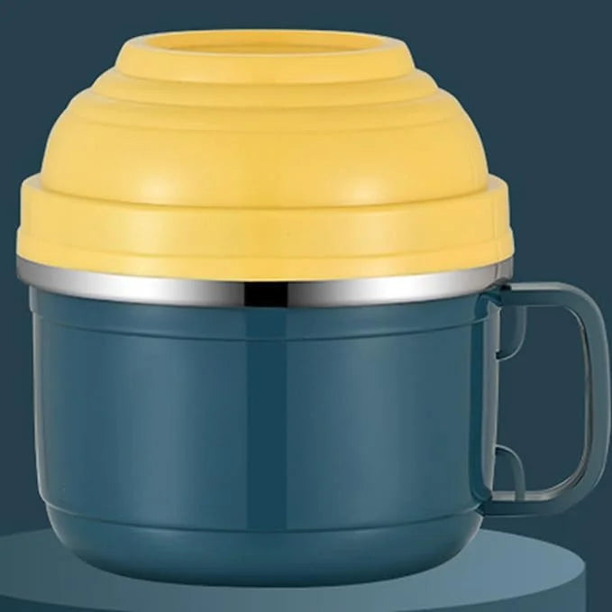 GBR-135 Double Layer Stainless Steel Noodle & Soup Bowl with lid and Handle, Tableware Infant Pasta, Soup, Rice, Food Storage Container for Kitchen