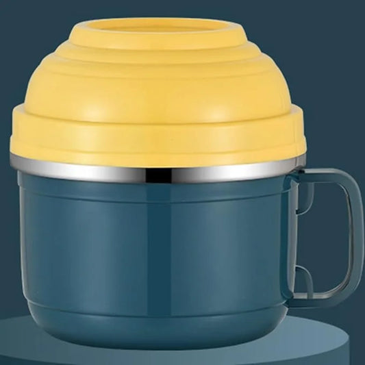 GBR-135 Double Layer Stainless Steel Noodle & Soup Bowl with lid and Handle, Tableware Infant Pasta, Soup, Rice, Food Storage Container for Kitchen