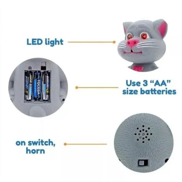 LX 638A Talking Tom with AI Touch Sensitive and Recording for Kids, Gray