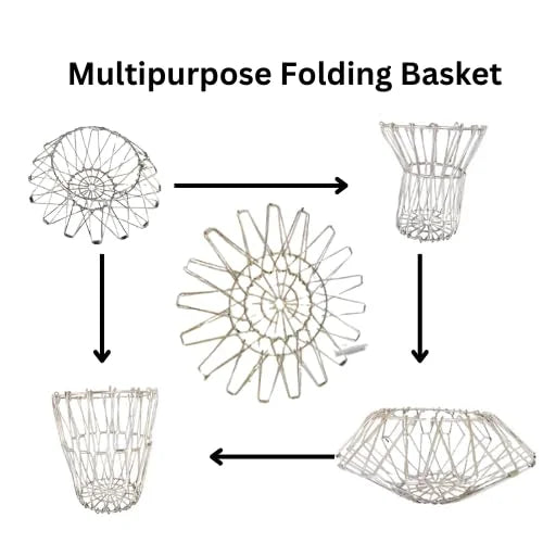 10112 Kitchen Stainless Steel Multipurpose Folding Fruit and Vegetable Basket