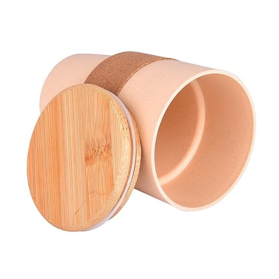 20868 Eco-Friendly Mug, Spill-Proof, Made of Wheat Fiber with Bamboo Lid for Coffee, Tea, Shakes and Cold Drinks (450 ML)