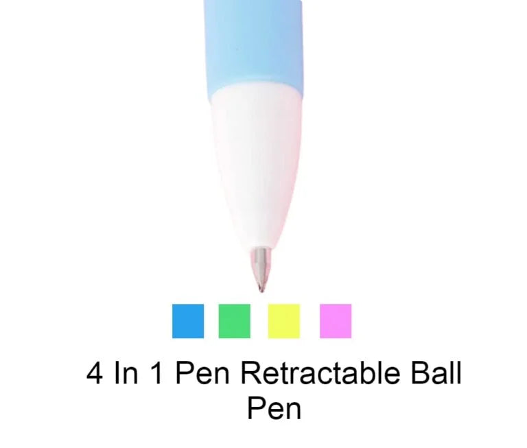 10272 (12 pcs) Cartoon Printed 4 In 1 Ball Pen