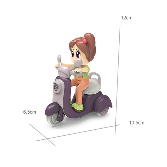 11176 Scooter Toy for Kids – Cute Girl Rider Figure with Swing & Inertia Functions – Durable Friction-Powered Vehicle for Toddlers – Fun Pretend Play