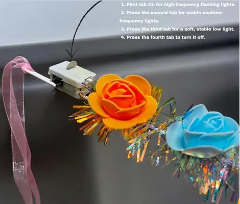 4625  (pack of 10) Flower Tiara Light Up LED Headbands Luminous with 3 Modes for Girls Hair Tiara Crown Band Multicolor