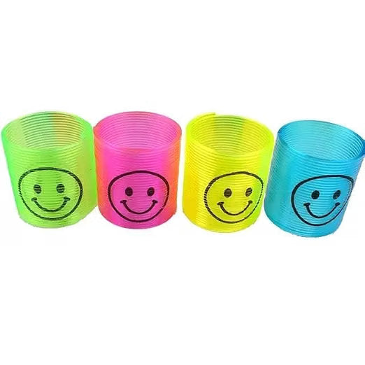 21268 Mini Rainbow Spring 12 Toy for Kids with Smiley Face, Mini Stretchable Coil Spring Toy, Party Return Gifts, Stress Relief & Sensory Toy, Multicolor