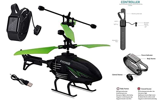 20588 Remote Controlled Helicopter With Unbreakable Blades, Hand Sensor Heli Watch
