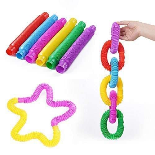 20466 {6 pcs} Pop Tube Toy Stretchy Bendable Pipe Toy Fidget Pop Toy Fidget Tube Toy Tube Sensory Toys(First Quality to Stretchy and soundy)
