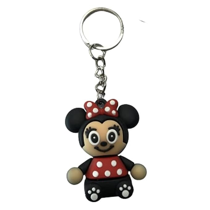 20890 {Pack of 12} Rubber keychain 3D cute Minnie Mouse Disney Character, Keyring