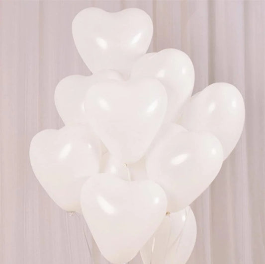 10278 – (50 pcs) White Heart Shape Balloons