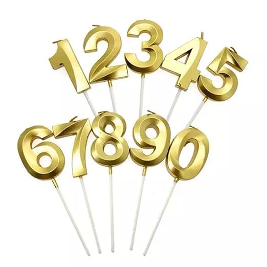 21151 {Pack of 12} Gold Colour Number 4 Birthday Candles cake topper