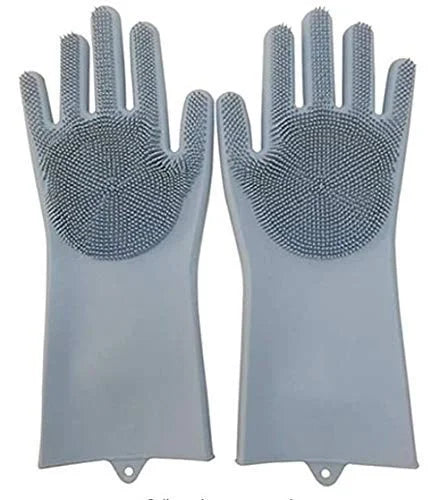 9035 Silicone Hand Gloves for Kitchen Dishwashing Car, Bathroom ( Pair )