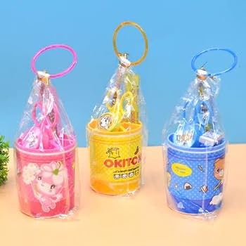 20944 Fancy Pen Holder Gift Set with Stationary Kit/Return Gifts for Kids Birthday Party {Random color}
