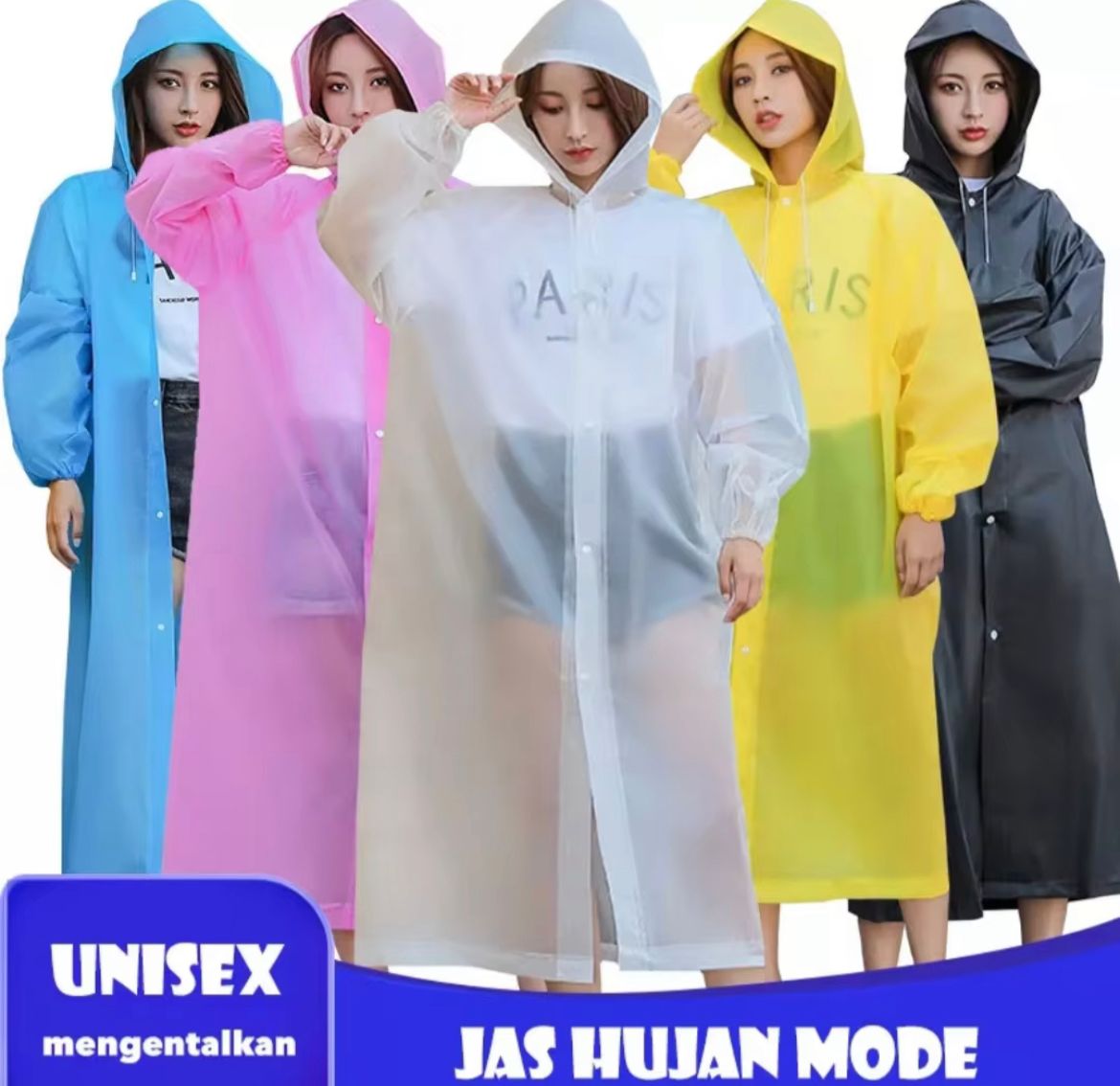 20717 Waterproof PE Plastic Raincoat with Hood for Men & Women | Lightweight Reusable Rain Wear | Snap Button Closure | Portable Emergency Outdoor Rain Protection {All age}