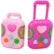 20089 Plastic Rolling Suitcase Luggage Box for Barbie Sized Dollhouse with Light & Sound Musical Toy for kids