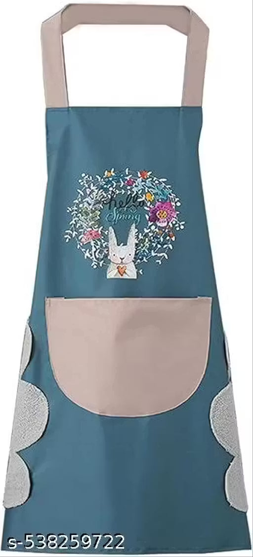 10998 Waterproof Kitchen Apron for Women with Big Front Pocket Hand-Wiping Towel Comfortable Wear-Resistant Chef Apron for Cooking