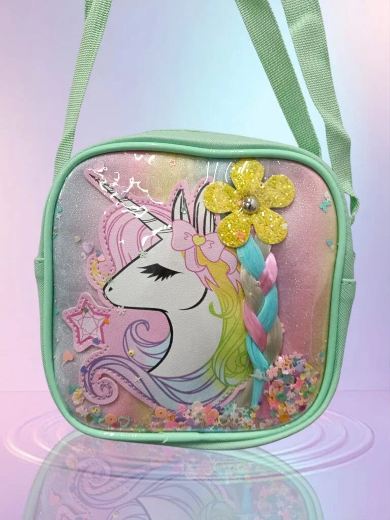 10694 Mini Unicorn Crossbody Bag for Kids – Cartoon Shoulder Bag with Adjustable Strap {Multicolor}