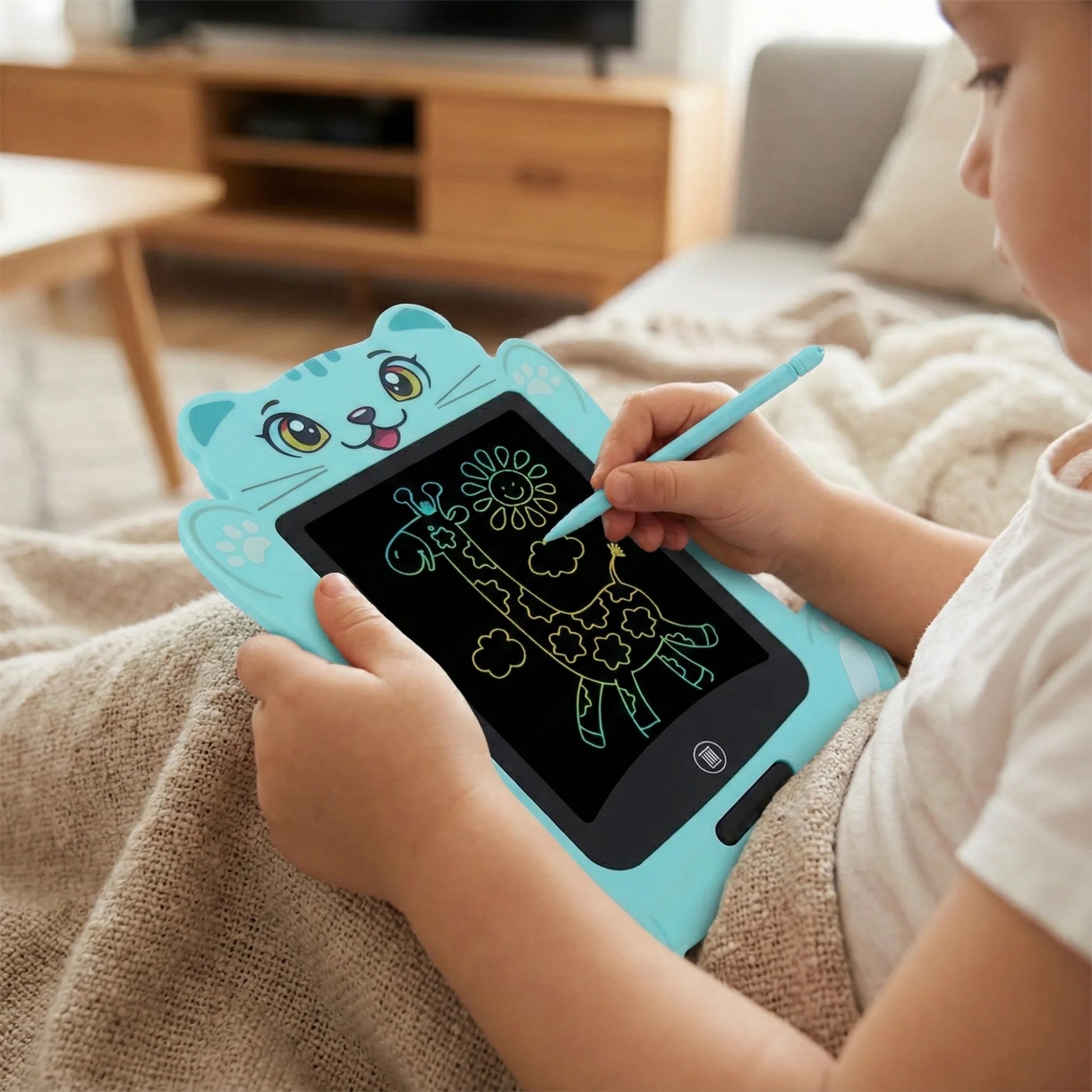 BB6518C 7.5 Inch Animal Face LCD Writing Tablet Toy for Kids – Reusable Doodle Board with One-Click Erase and Stylus – Learner Drawing Pad –random