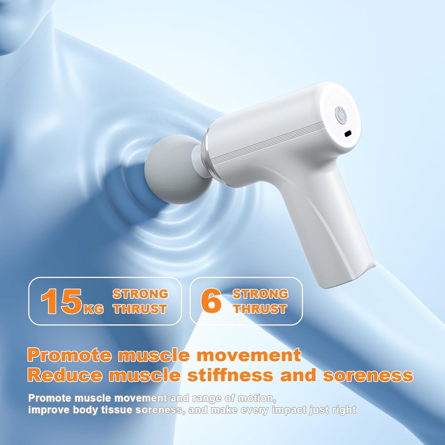 MG-203 Massage Gun, Portable Muscle Massage Gun with 6 Speeds, Percussion Massager with 4 Heads, Mini Massage Gun for Body, Back, Neck, Shoulder