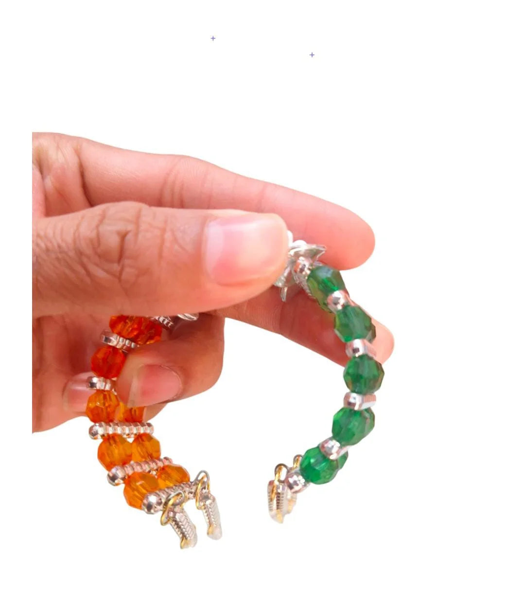 10238 Crystal Metal Stratchable Tiranga Tricolor Bracelet Adjustable