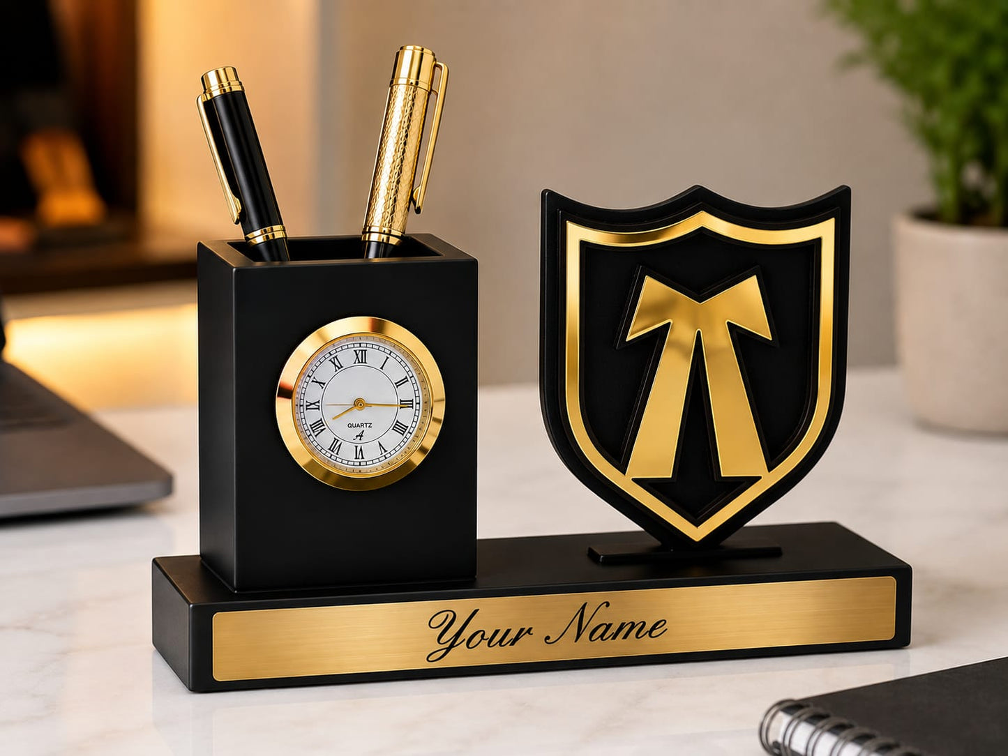 21048 Personalized Advocate Desk Organizer Gift with Clock & Pen HOLDER PERFECT FOR GIFTS