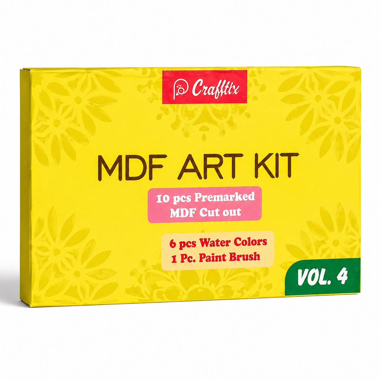 20967 (10 PCS) DIY MDF Art Kit with 10 Pre-Marked Round Coasters, 6 Water Colors & Paint Brush | Wooden Painting Craft Kit for Kids & Adults