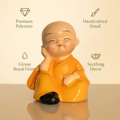 11301 Buddha Monk Set Statue Home Decor Figurines, Set of 4 Pieces, Assorted Colours