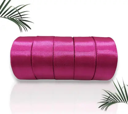 20035 Satin Dark Pink Ribbon 1 Inch 10mtr Each Dark Pink Pink Satin Ribbon (Pack of 5)