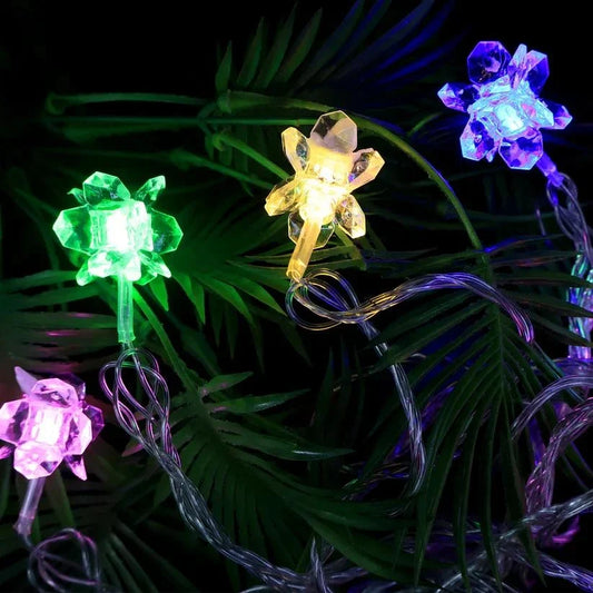 KT-L-164 Crystal Flower LED Decorative String Light, Multicolor and Golden Color {Random Design}