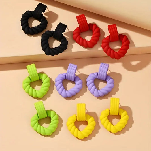 10800 Acrylic Neon Hollow Out Heart Dangle Earrings for Women {Multicolor}
