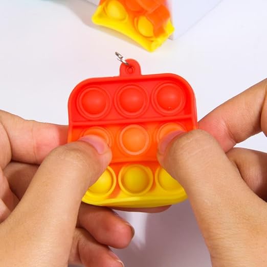 0671  Pop It Fidget Toy Key Chain Rings for Kids and Adults {Random Design}