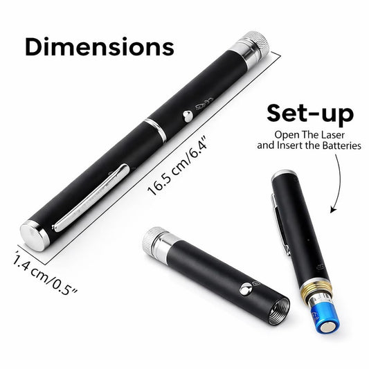 20765 Laser Pointer Pen Set with Multiple 8 Star Caps | High Power Green Laser Light Pen for Presentation, Teaching & Outdoor Use | Metal Body Laser Pointer Kit
