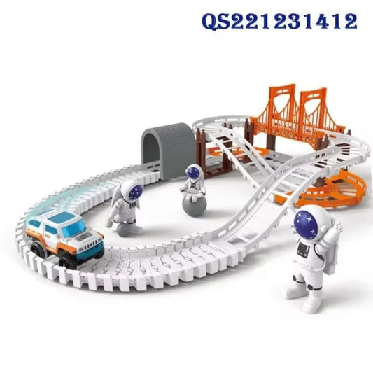888-72 Plastic Spaceship Series Railway Toys | Kids DIY Assembly Electric Slot Car Track Toy Set | Children’s Gift