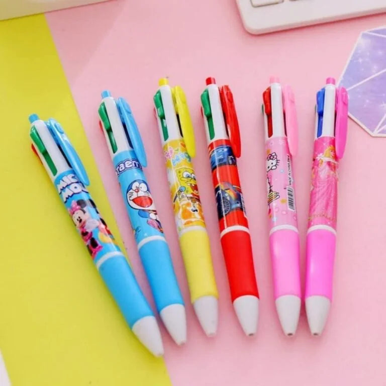 10272 (12 pcs) Cartoon Printed 4 In 1 Ball Pen