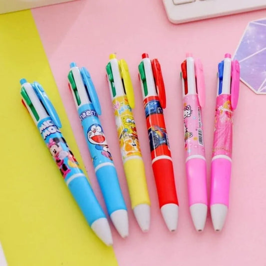 10272 (12 pcs) Cartoon Printed 4 In 1 Ball Pen