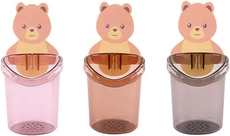 10824 Toothbrush Holder Wall-Mounted Suction Cup Cute Bear Storage Cup