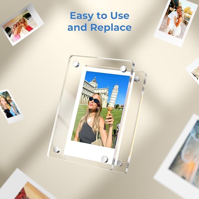 20569 Customized / Personalized Fridge Magnet Frames, Fridge Magnet with Photo, Mini Picture Frames | Perfect for Polaroid Photos, Instant Camera Prints, and Gifting