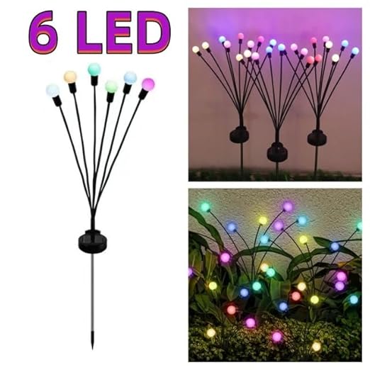 10872 Firefly Outdoor Solar Lights - 6 LED Flash Mode Waterproof Garden Lights, Magical Fairy Light Fireflies for Yard Decoration