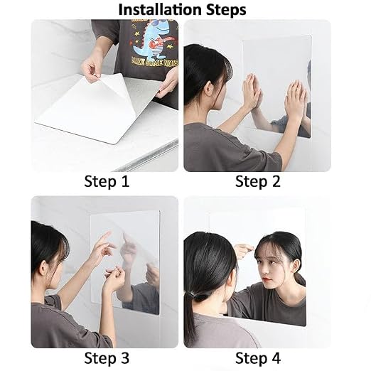 20923 Oval Shape Adhesive Glass Mirror Sticker for Wall on Bathroom Bedroom Living Room Basin Mirror Bathroom Wall Mirror Stickers Unbreakable 30cm X 20cm