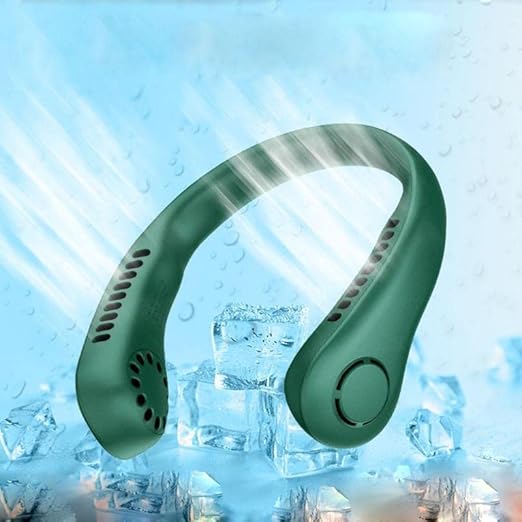 20490 Portable Rechargeable Neck Fan Bladeless Adjustable Neck Fan Smart Mini Hand Free 3 High Speed Fan Low Noise 360° Cooling USB FAN